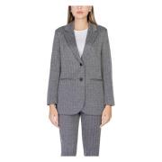 Sort Pinstripe Knap Blazer