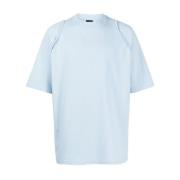 Blå Broderet Logo Crew Neck T-shirt