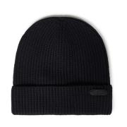 Sort Uld Ribstrikket Beanie Hat