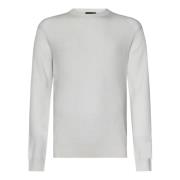 Ribbet hvid sweater lavet i Italien