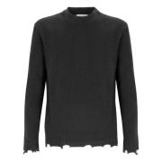 Crewneck Sweater With Wool Breakages