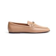 Beige Loafer Sko med T-Ring Spænde