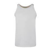 Hvid Ribstrikket Tank Top