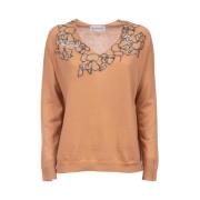 Broderet Sweater med Blonder Detaljer