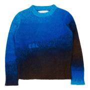 Blå Gradient Sweater Strik Unisex Crewneck