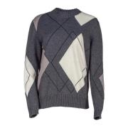 Multifarvet Diamantmønster Cashmere Sweater