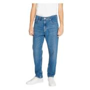 Blå Plain Herre Jeans med Lynlås