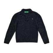 Strikket Polo Sweater Sort Bomuld