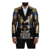 Blomstret Brokade Dobbelt Brystet Blazer