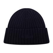 Marineblå Ribbet Kashmir Beanie