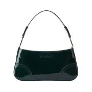 Patineret grøn læder crossbody taske