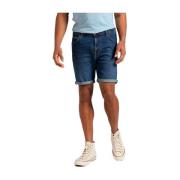 Flex Denim Shorts Blå Ensfarvet