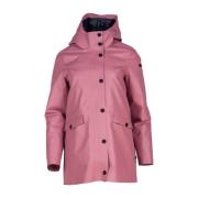 Gummibelagt dobbelt parka jakke pink quiltet