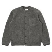 Grå Marl Uld Fleece Cardigan