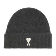 Mørkegrå uldblandet beanie hat