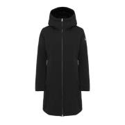 Lang Soft Shell Parka med Fjer Polstring