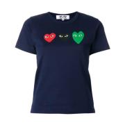 Hjerte Logo Navy T-Shirt 100% Bomuld