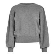 Grå Melange Rund Hals Pullover