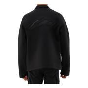 Sort Fleece Overshirt med Krave