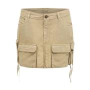 Cargo Mini Nederdel - Beige Lige Snit