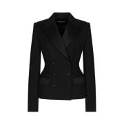 Dobbeltbrystet Blazer Sort Peak Revers