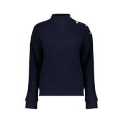 Navy Sweater med Guld Knapper