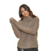 Strikket Kabel Krave Pullover Sweater