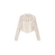 Blonde Cropped Bluse Macrame Stil