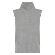 Lys Grå Strik Gilet Sweater