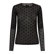 Mesh LS T-shirt med sort flokkehjerte