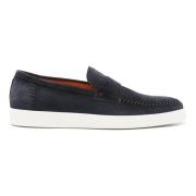 Blå Læder Loafers Casual Flats