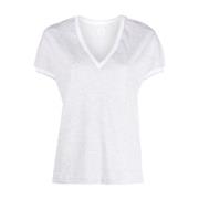 Casual V-hals T-shirt med piping