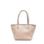 Casual Taupe Læder Tote Taske