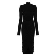 Elegant Sort Midi Kjole Cut Out