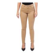 Beige Skinny Jeans med Medium Talje