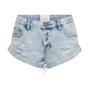 Lavtaljede Denim Shorts Distressed Blå