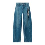 Denim Wide Leg Jeans med Logo