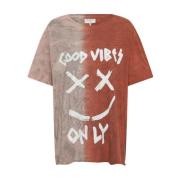 Tie Dye Bomuld T-shirt med Print