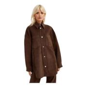 Brun Ruskind Oversized Skjorte Martin