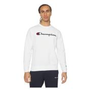 Hvid Broderet Logo Crewneck Sweatshirt