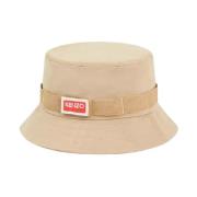 Beige Bucket Hat med Logo