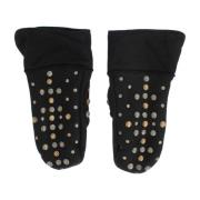 Studded Shearling Handsker - Sort