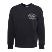 Dobbelt Jersey Navy Blå Sweatshirt med Bicolor Ørn Patch