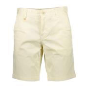 Beige Bermuda Shorts Slim Fit Cotton