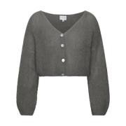 Mohair Cropped Cardigan i Grå