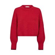 Rød Ribstrikket Sweater