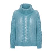 Regnbue Kabelstrik Rullekrave Sweater