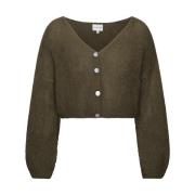 Mohair Cropped Cardigan Mørk Taupe