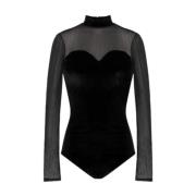 Velour Bodysuit med Gennemsigtige Detaljer