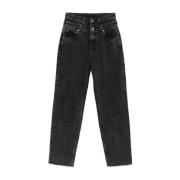 Sort Vasket Denim Tapered Leg Jeans